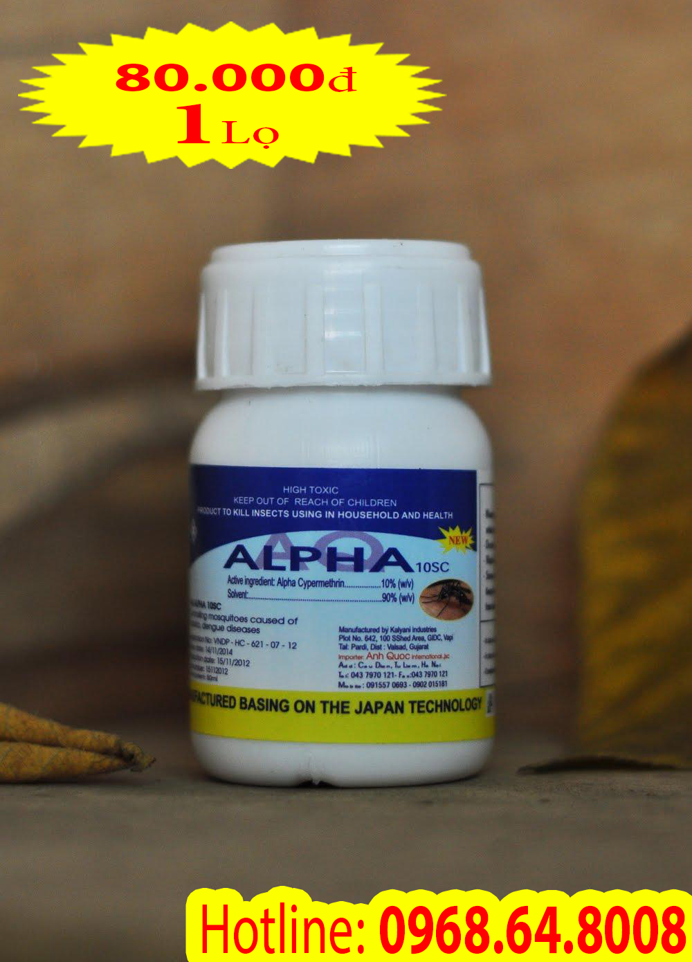 Alpha 10sc (50ml) - (Hàng của NHẬT BẢN) - Thuốc diệt côn trùng, muỗi, gián, ruồi, kiến, bọ chét...